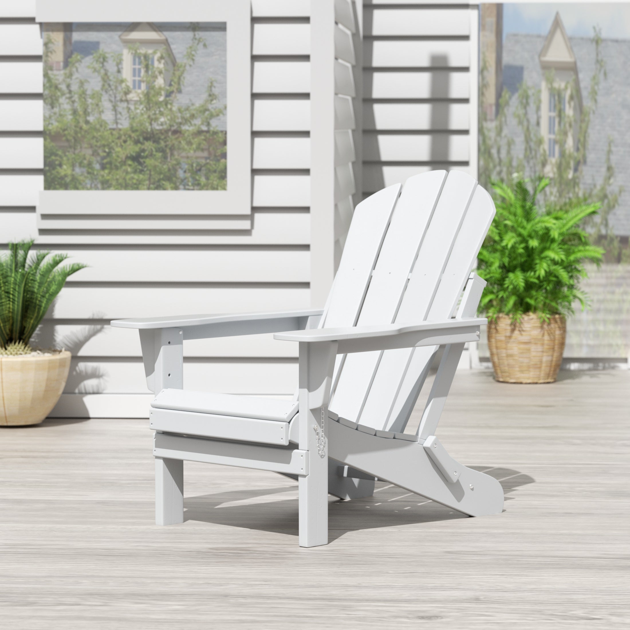  Westin Furniture Outdoor Folding Poly Adirondack Chair - Black - Bonton