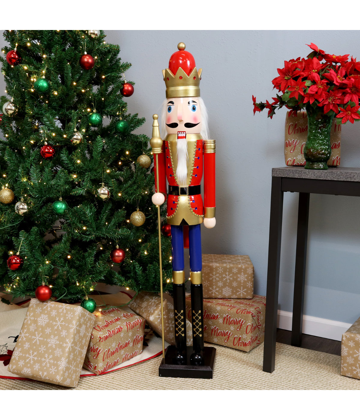  Sunnydaze Decor Arnold the Strong Indoor Christmas Wooden Nutcracker Statue - Red - Bonton