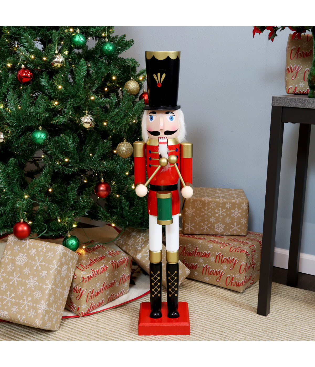  Sunnydaze Decor Noah the Harmonious Christmas Wooden Nutcracker Statue - Red - Bonton