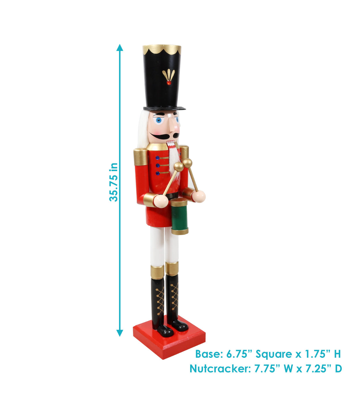  Sunnydaze Decor Noah the Harmonious Christmas Wooden Nutcracker Statue - Red - Bonton