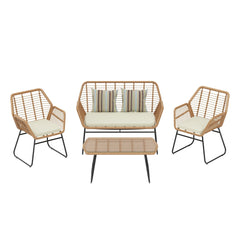 4-Piece Outdoor Patio Rattan Wicker Conversation Set