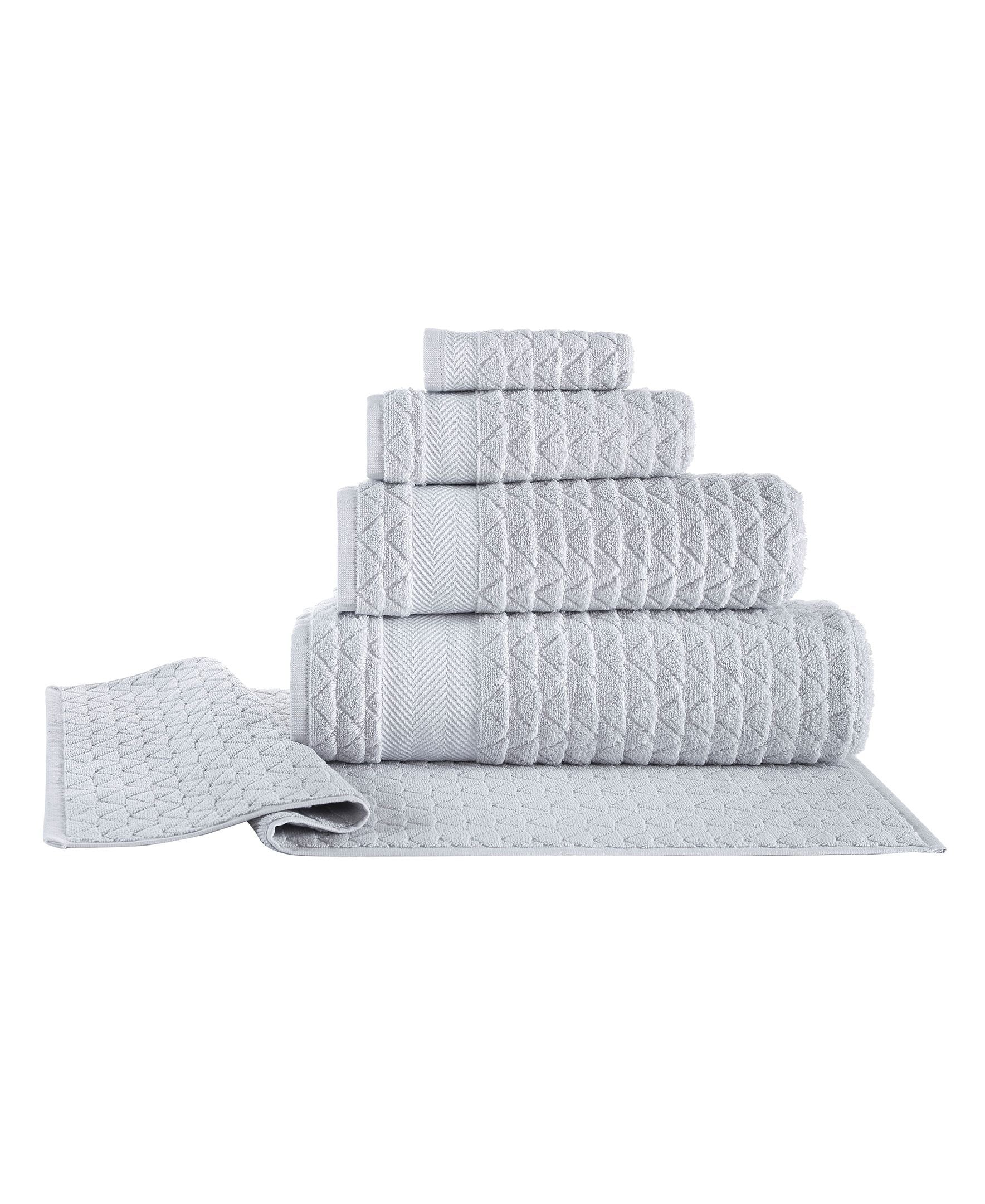  Brooks Brothers Herringbone Turkish Cotton Wash Towel - Silver - Bonton