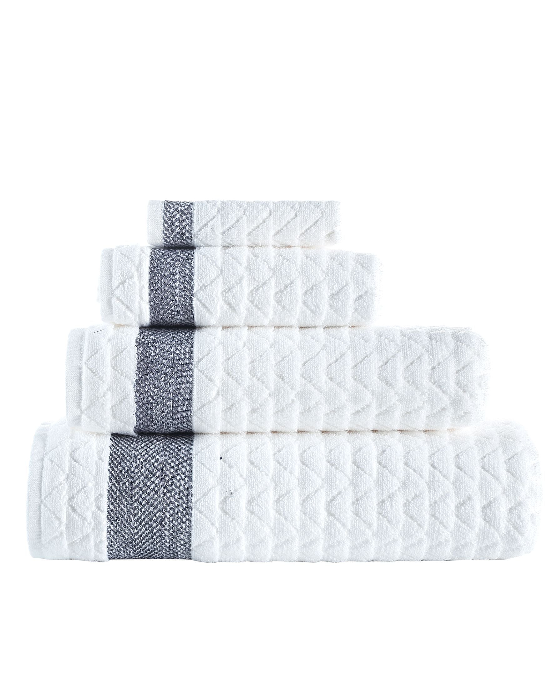  Brooks Brothers Herringbone 3 Piece Towel Set - Navy - Bonton