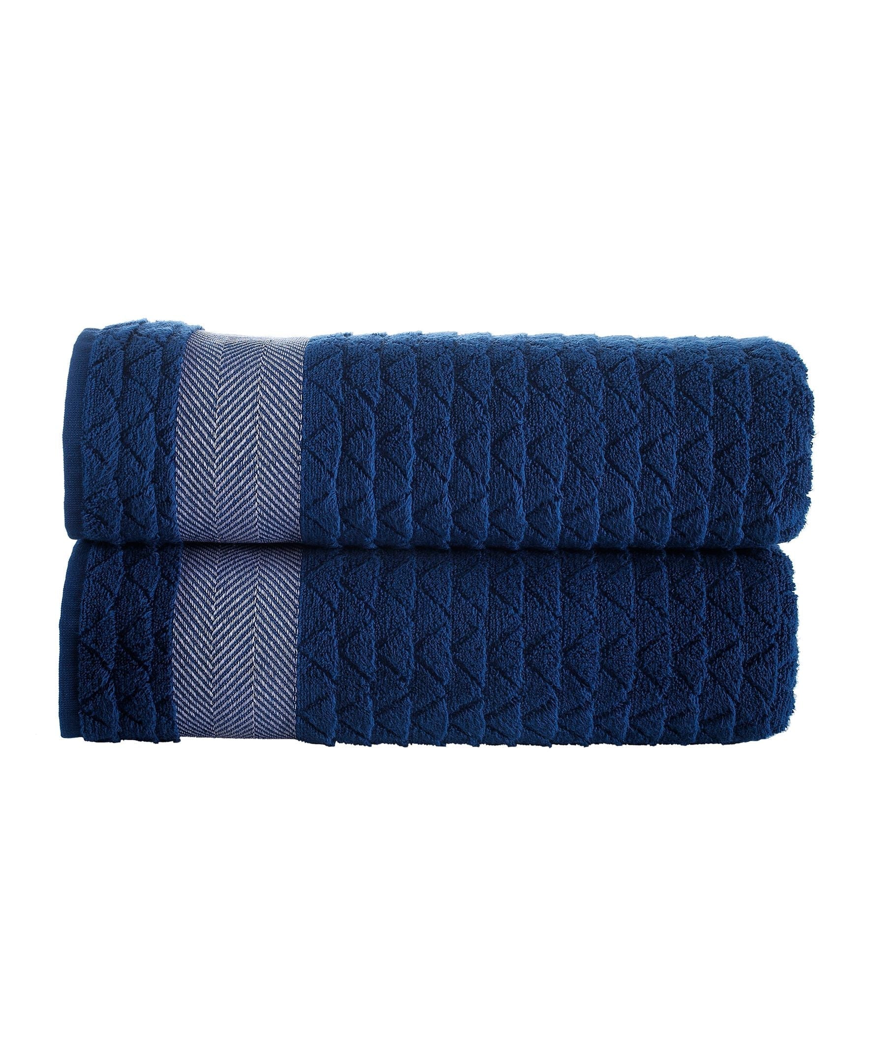  Brooks Brothers Herringbone 2 Piece Bath Sheet Set - Navy - Bonton