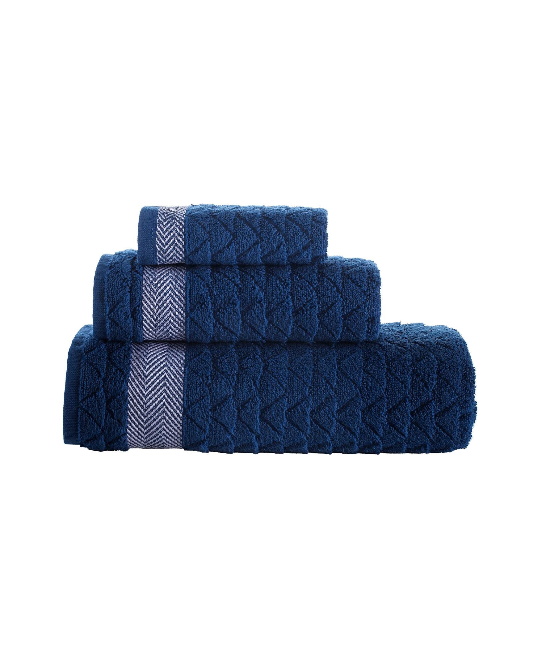  Brooks Brothers Herringbone 3 Piece Towel Set - Navy - Bonton