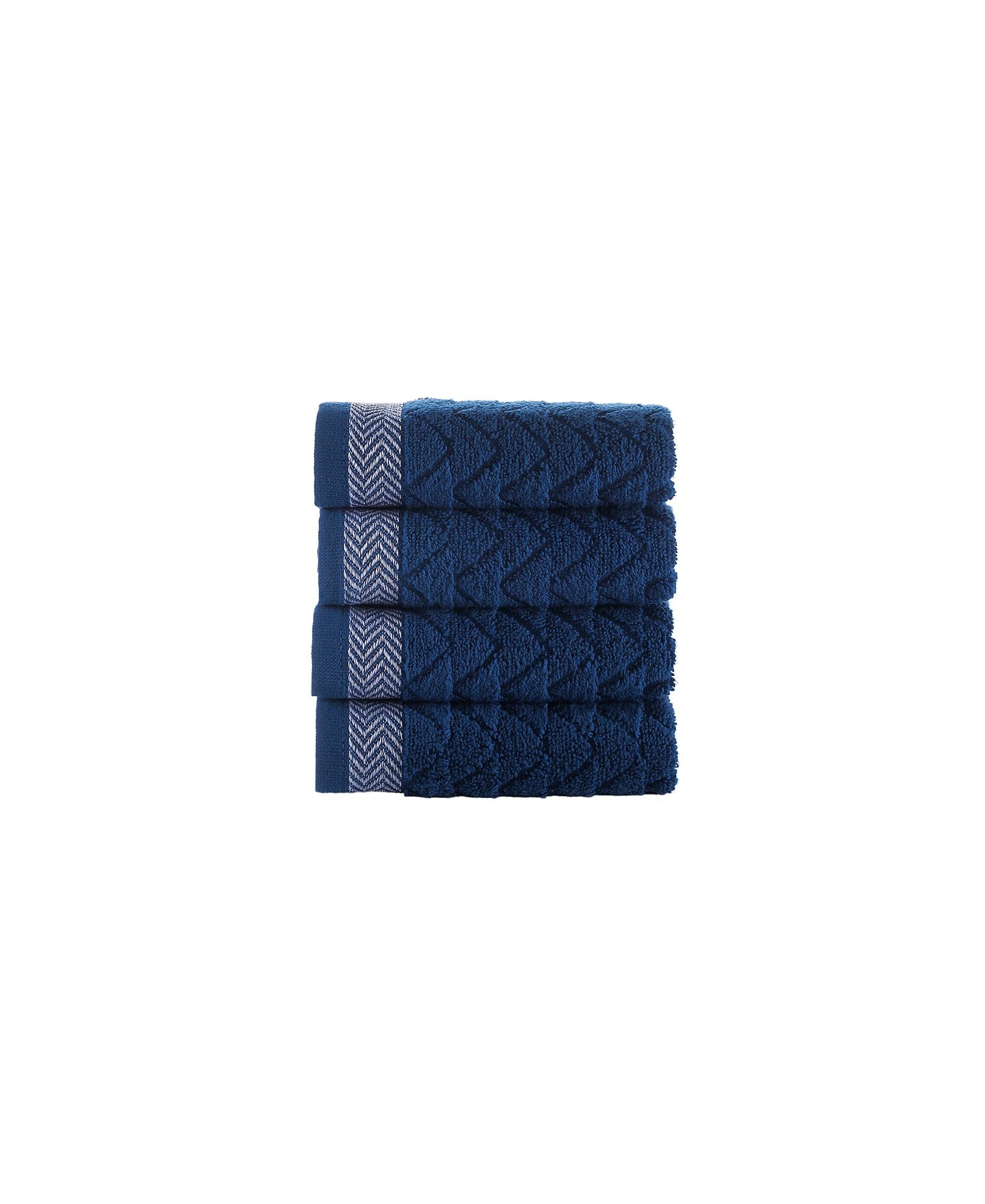  Brooks Brothers Herringbone 4 Piece Wash Towel Set - Navy - Bonton