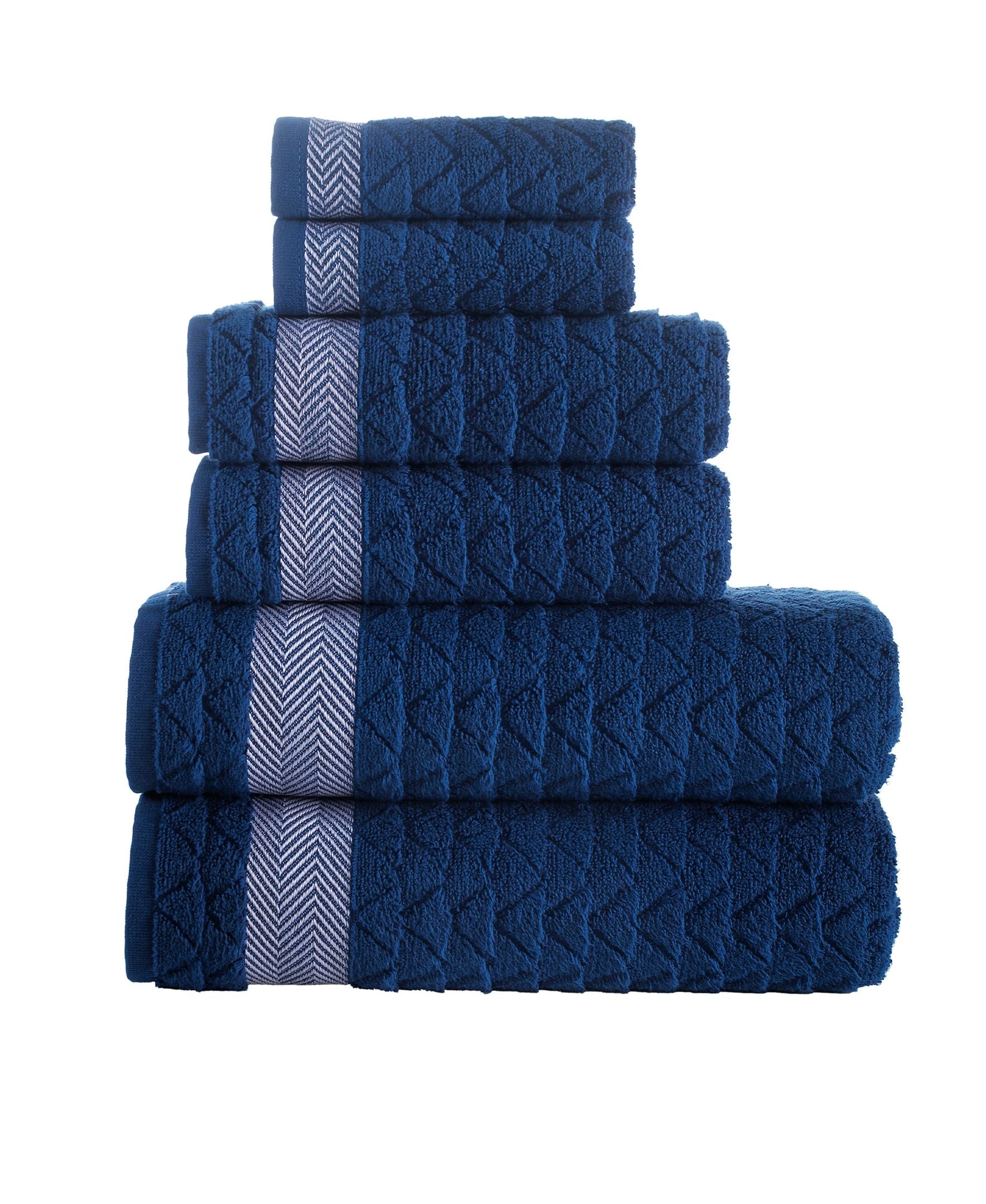  Brooks Brothers Herringbone 6 Piece Towel Set - Navy - Bonton