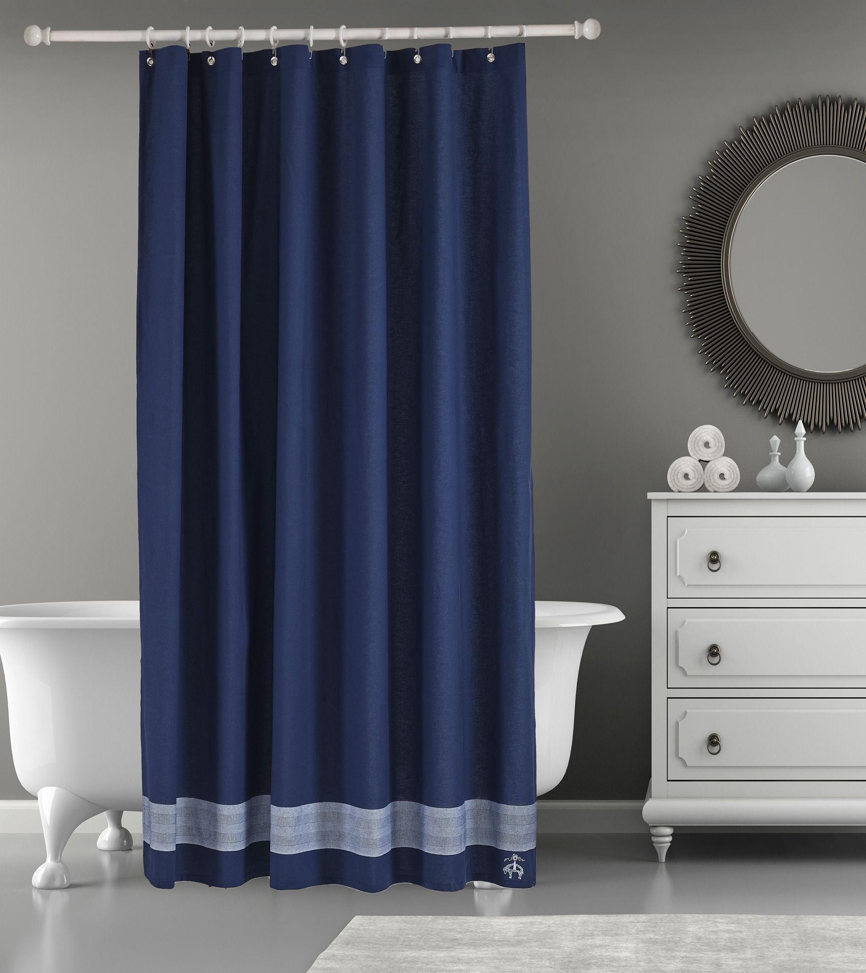  Brooks Brothers Herringbone Shower Curtains - Navy - Bonton