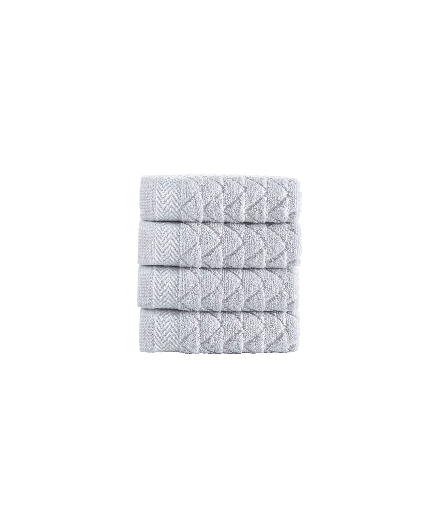  Brooks Brothers Herringbone 4 Piece Wash Towel Set - Silver - Bonton