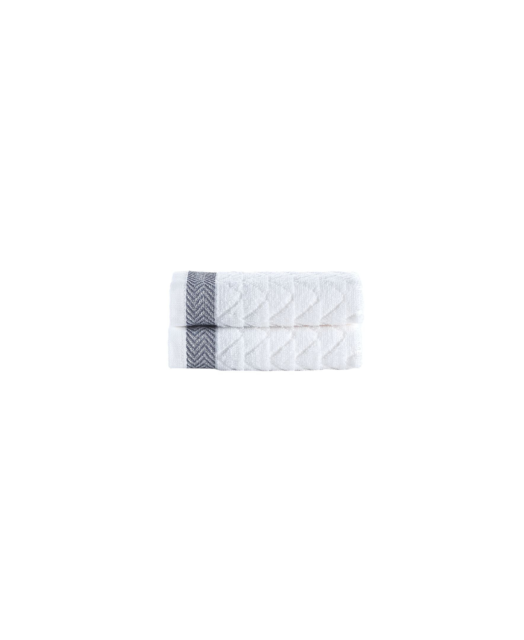  Brooks Brothers Herringbone 2 Piece Wash Towel Set - White - Bonton