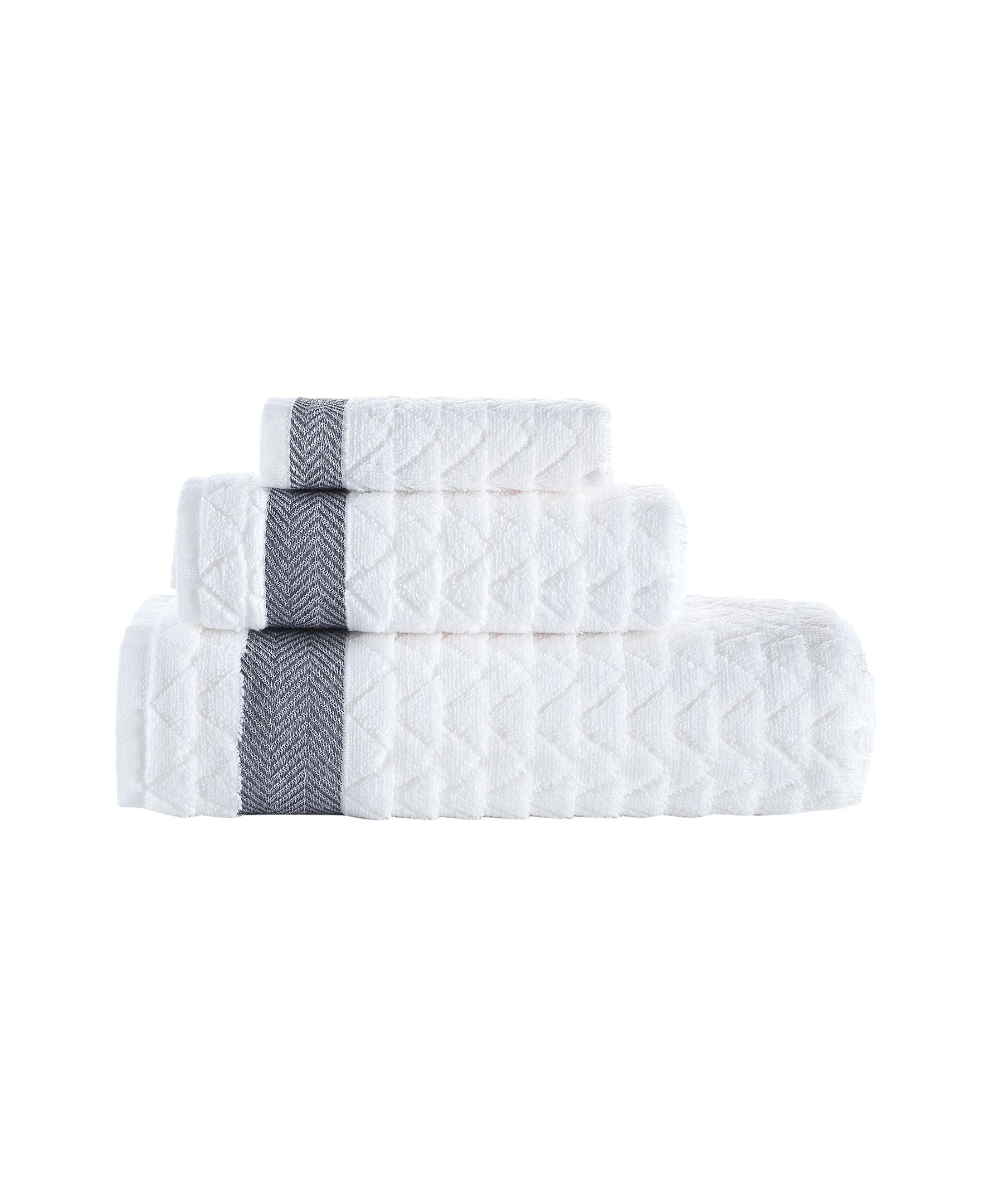  Brooks Brothers Herringbone 3 Piece Towel Set - Navy - Bonton