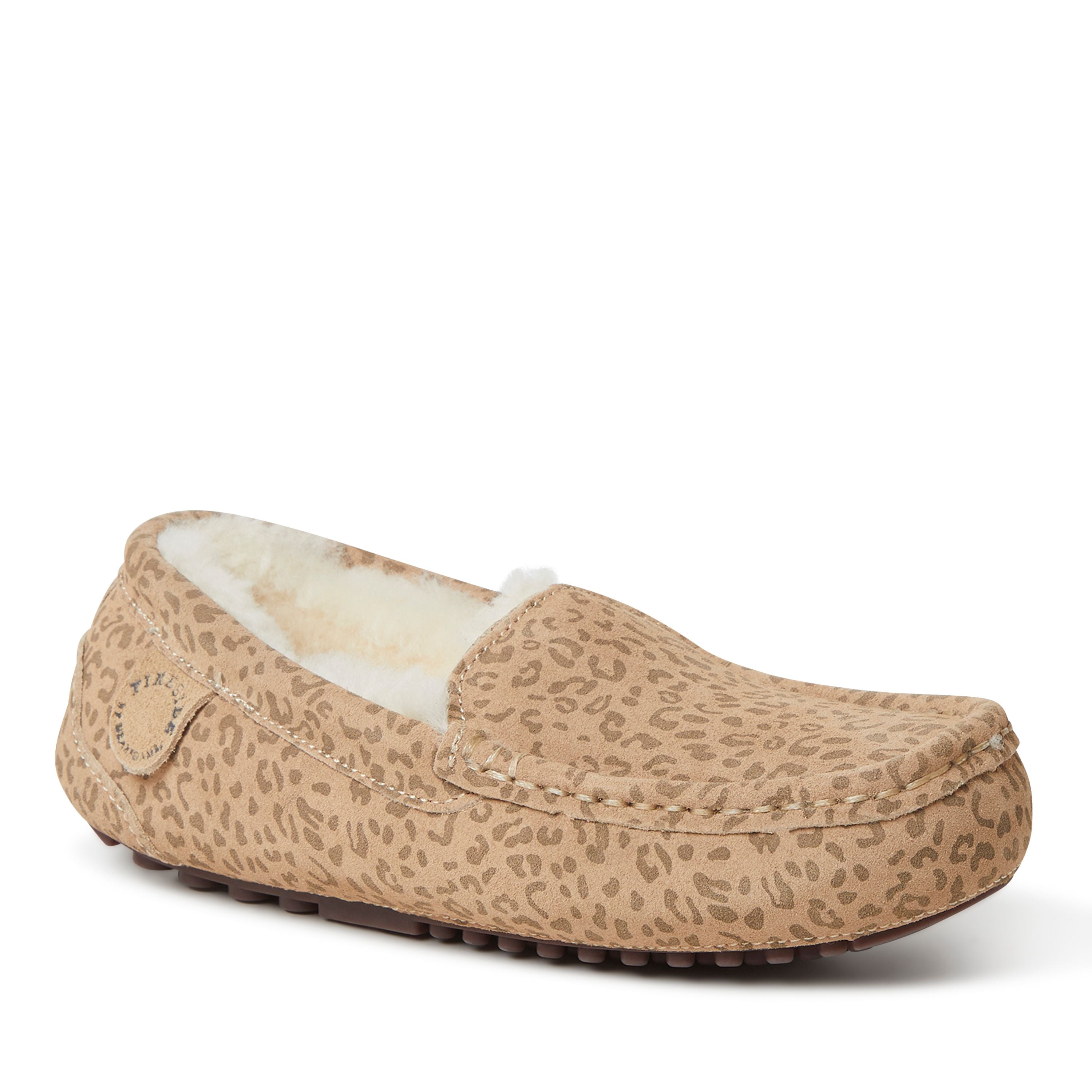  Dearfoams Fireside by Women's Mel Water Resistant Indoor/Outdoor Shearling Moccasin Slipper - Beige - Bonton