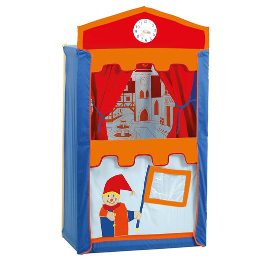 Punch & Judy Show: Wooden Puppet Theater W/ 6 Hand Puppets