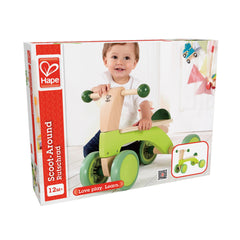 Hape Scoot Around Ride-On Wood Balance Bike in Bright Green