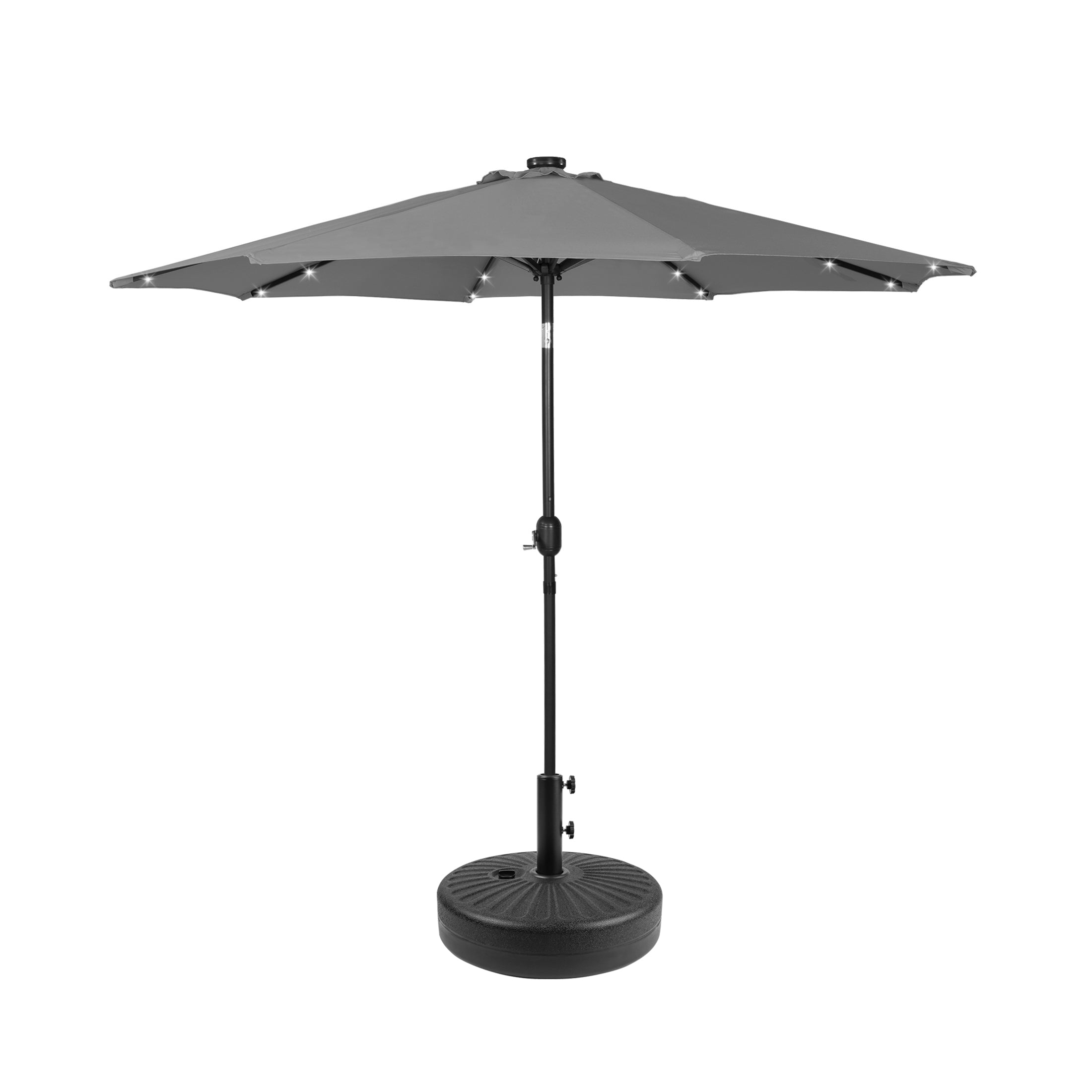  Westin Furniture 9 ft Outdoor Patio Solar LED Market Umbrella with Black Round Base - Beige - Bonton