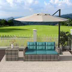 Madore Sofa & Side Table Rattan Seating Group with Cushion