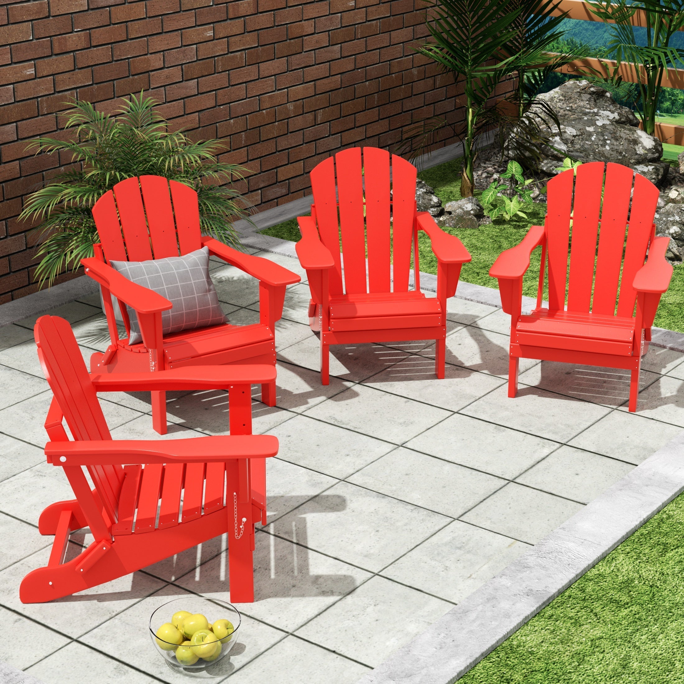  Westin Furniture Outdoor Patio Folding Adirondack Chair, Set of 4 - Orange - Bonton