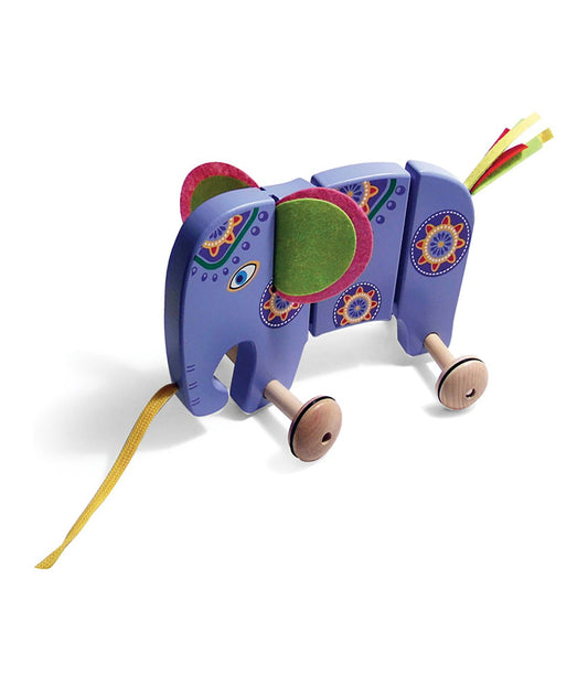 TiddlyTots Large Wooden Pull-Along Elephant Multi