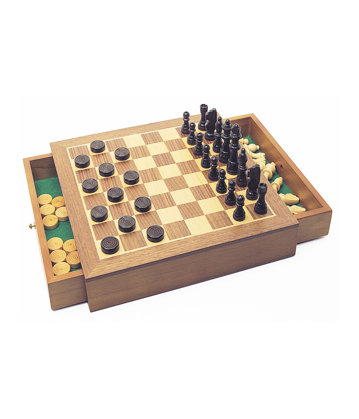  Deluxe Wooden Chess/Checkers/Draughts Multi - Multi - Bonton