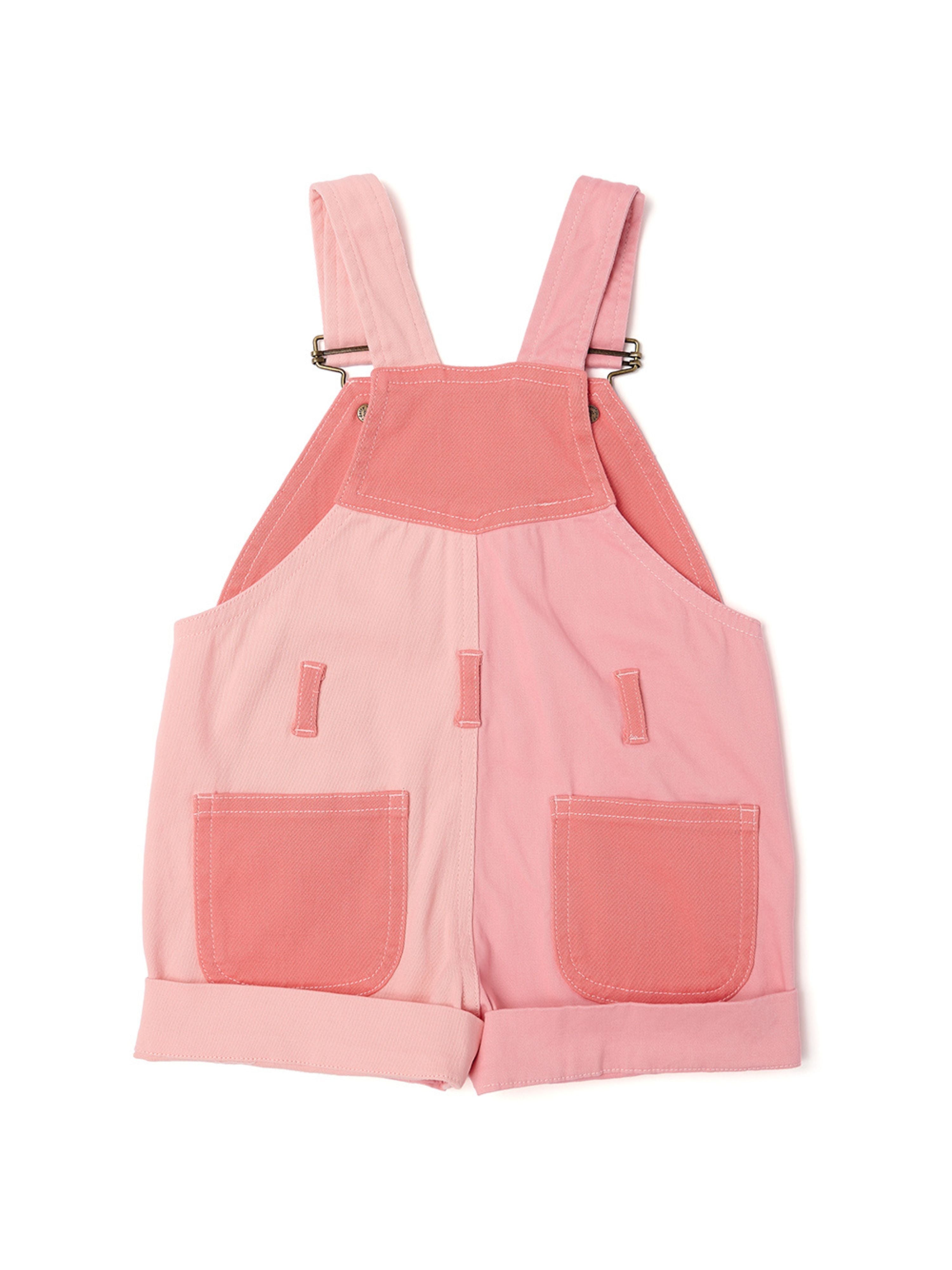  Dotty Dungarees Tonal Colourblock Overall Shorts - Pink - Bonton