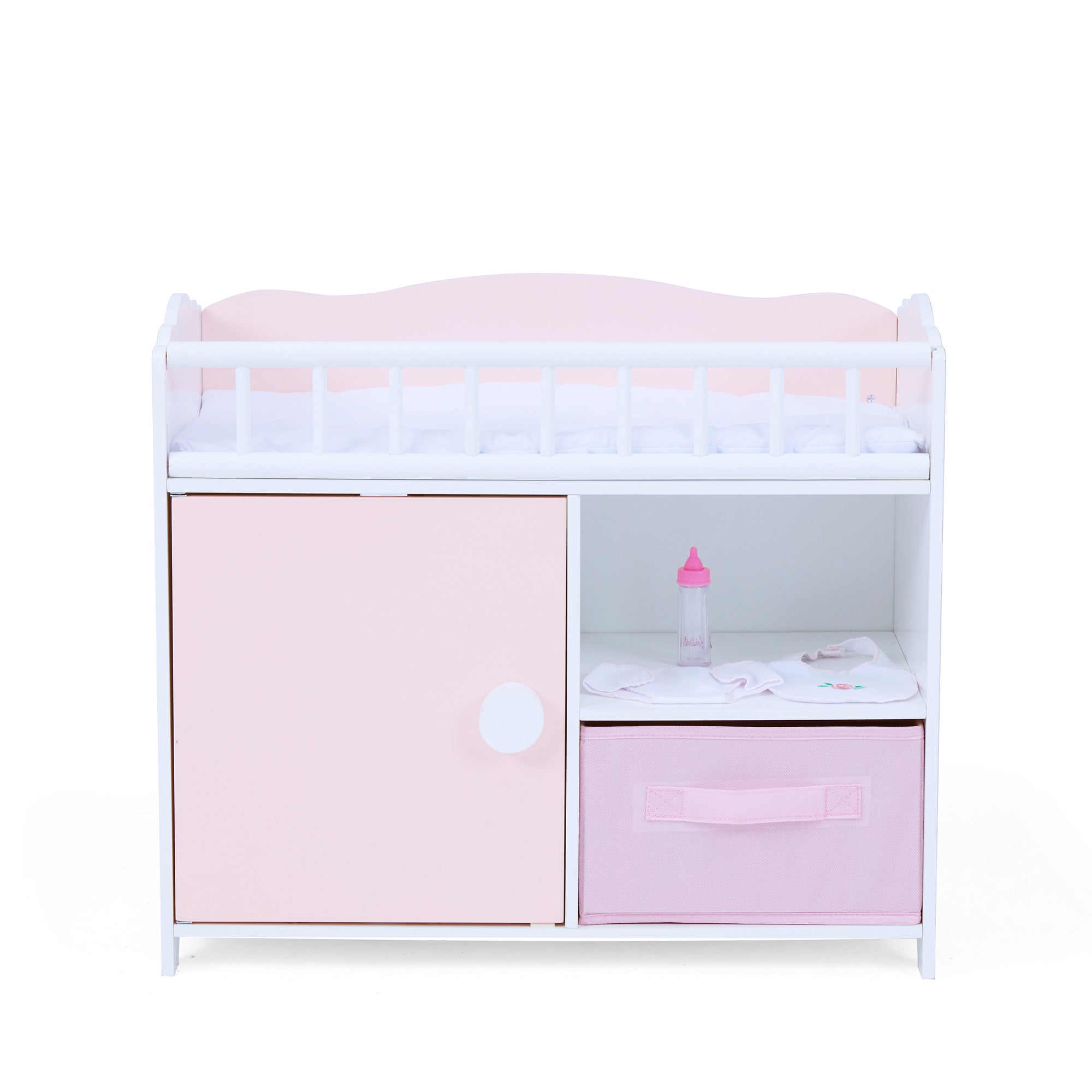  Teamson Kids Olivia's Little World - Aurora Princess Pink Plaid Baby Doll Bed with Accessories - Pink - Bonton