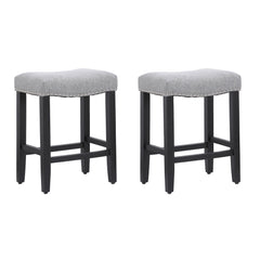 24" Upholstered Saddle Seat Set of 2 Counter Stool