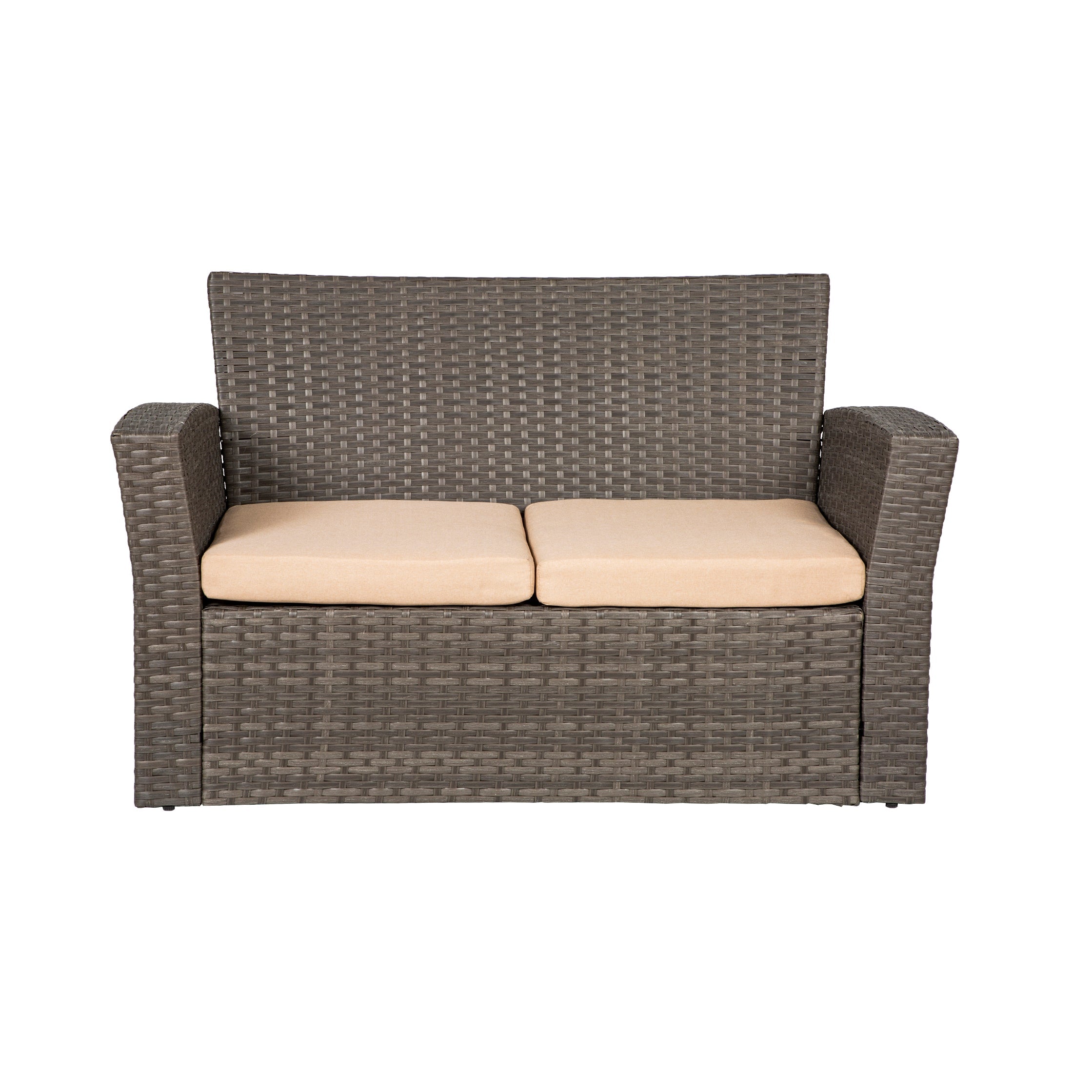  Westin Furniture 4-Piece Conversation Outdoor Patio Sofa Set with Cushions - Brown/Beige - Bonton