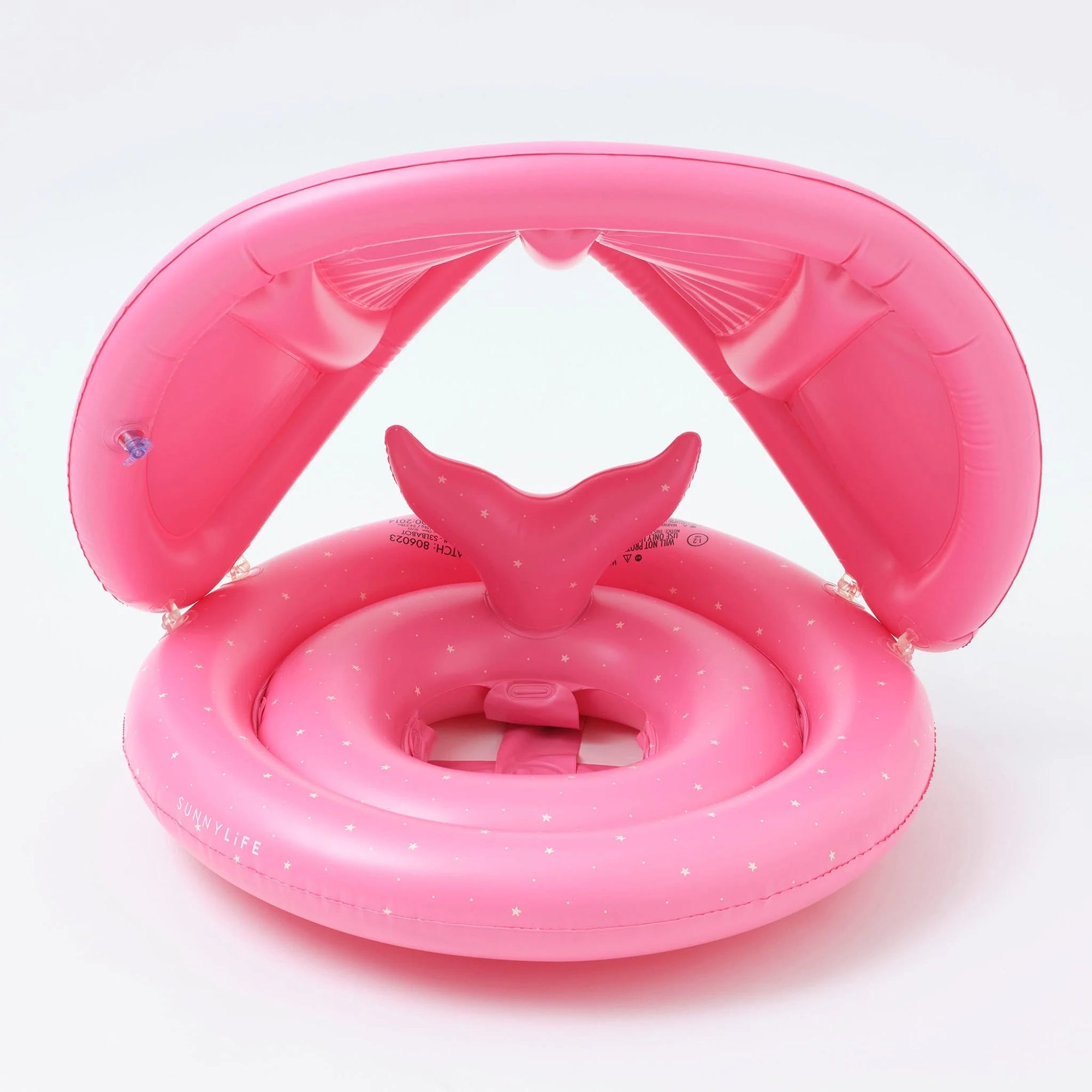  Sunnylife Sunnylife: Baby Float - Ocean Treasure - Pool & Water Inflatable Ring, Pink With Fish Tail, Removable Sun Cover Canopy, Leg Supports, Ages 1-2 Years - Multi - Bonton