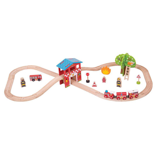 Fire Station Train Set by Bigjigs Toys US