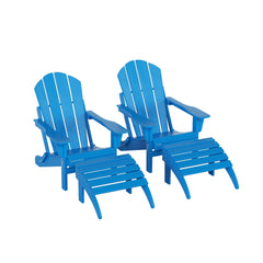 4-Piece Adirondack Conversation Chair with Footrest Ottoman Set