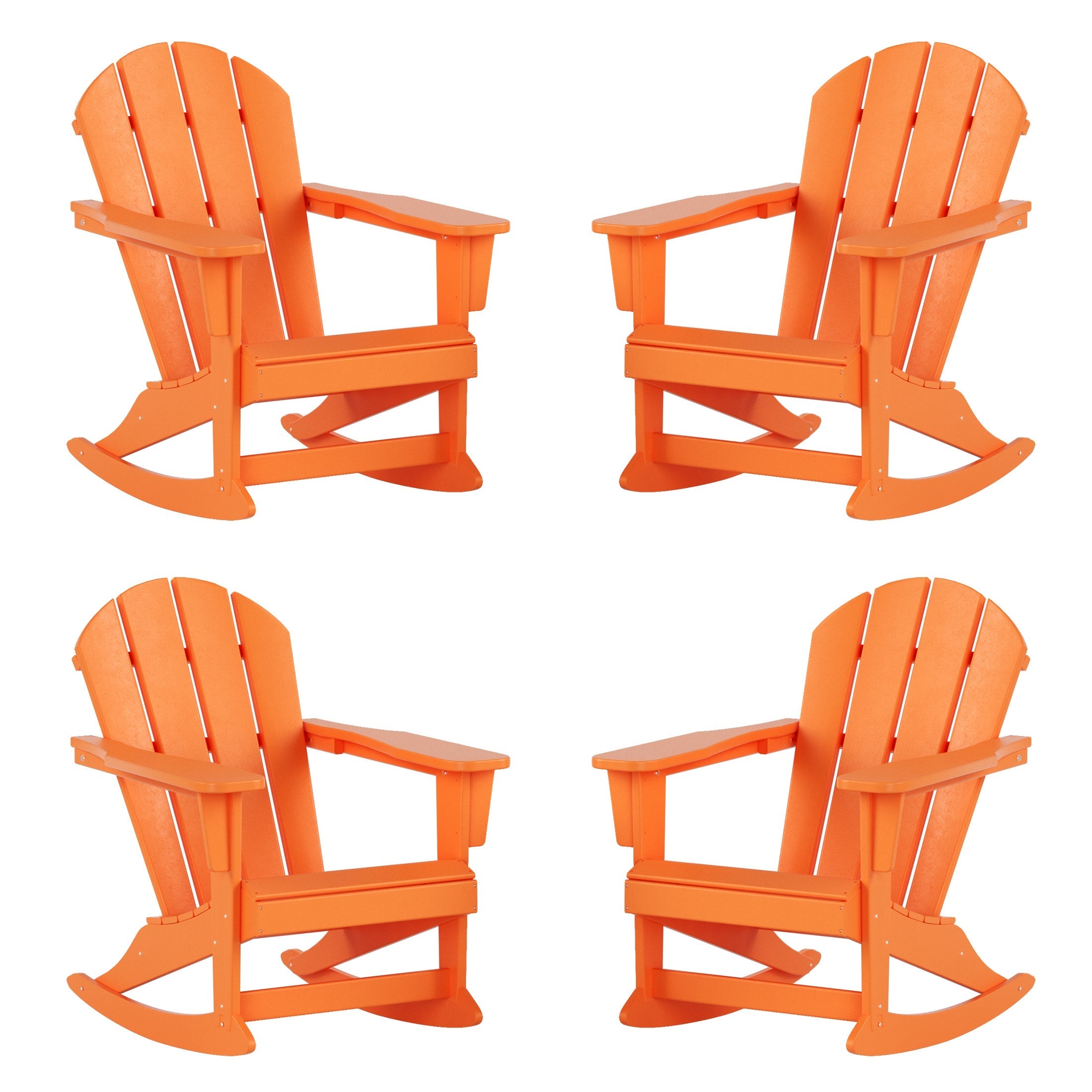  Westin Furniture Outdoor Rocking Poly Adirondack Chair, Set of 4 - Pacific Blue - Bonton