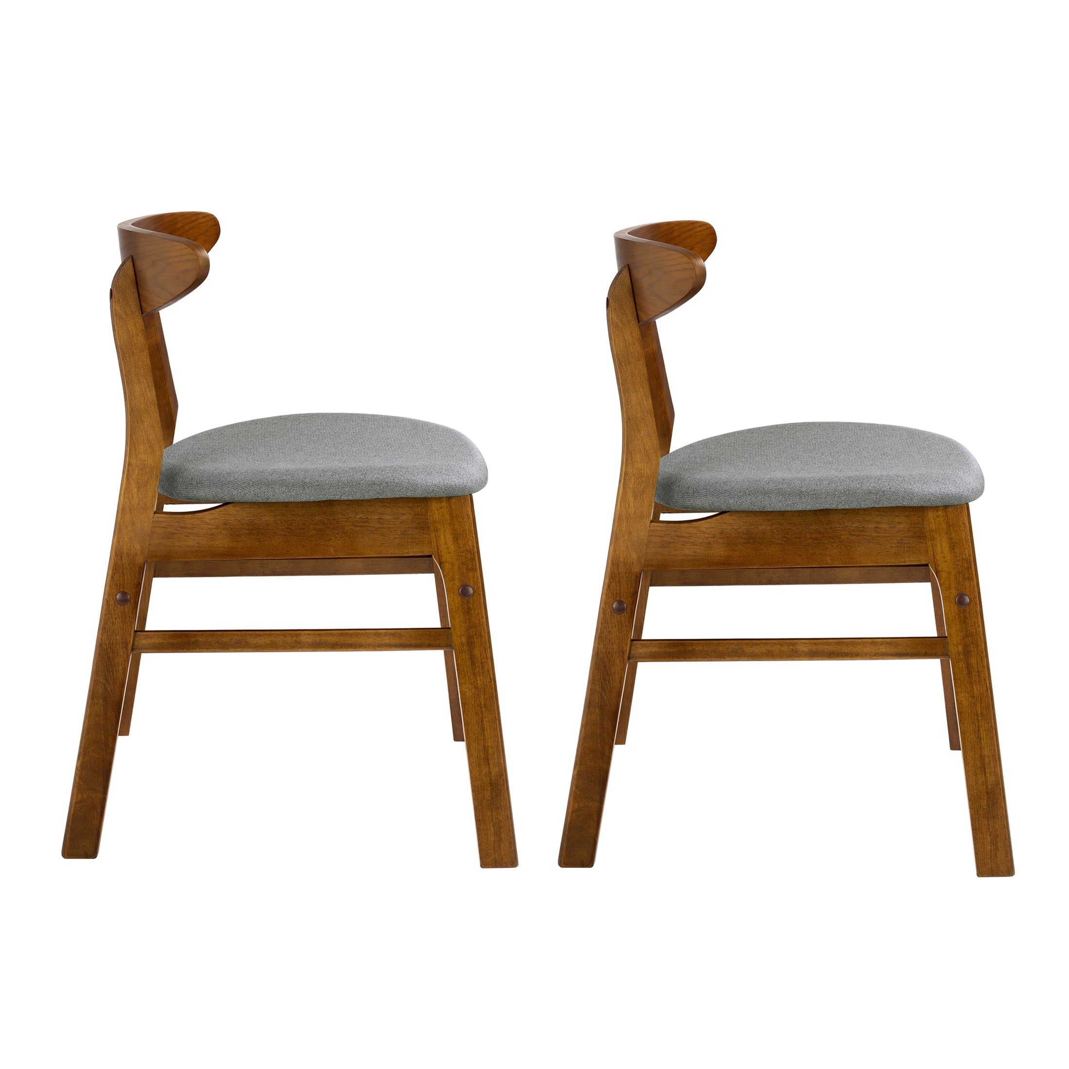  Westin Furniture Mid Century Modern Solid Wood Upholstered Dining Side Chair, Set of 2 - Beige - Bonton