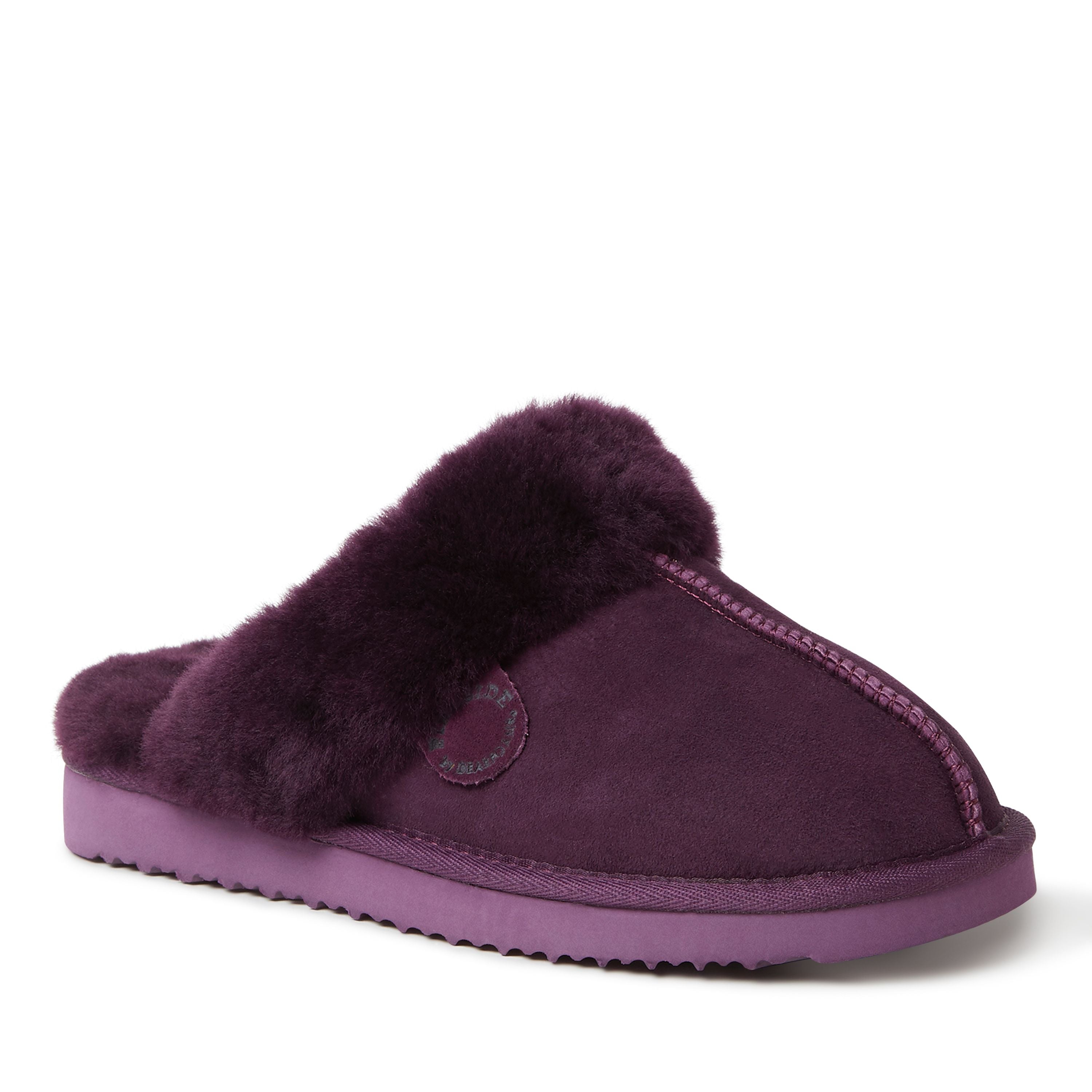  Dearfoams Fireside by Women's Sydney Shearling Fur Indoor/Outdoor Scuff Slipper - Black - Bonton