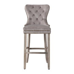 29" Tufted Velvet Bar Stool