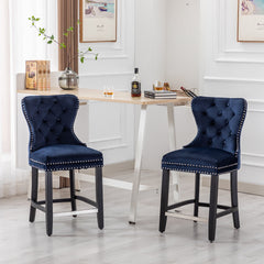 24" Tufted Velvet Counter Stool, Set of 2