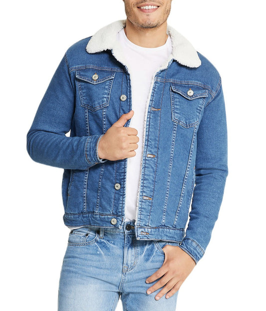 Sherpa Collar Light Blue Denim Jacket