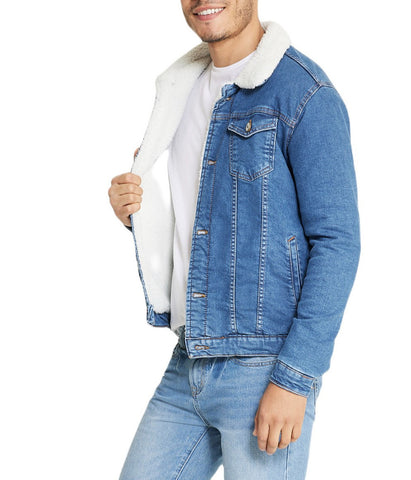 Sherpa Collar Light Blue Denim Jacket
