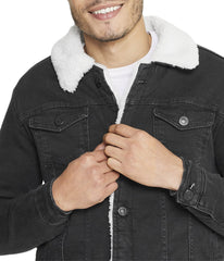 Sherpa Collar Black Denim Jacket
