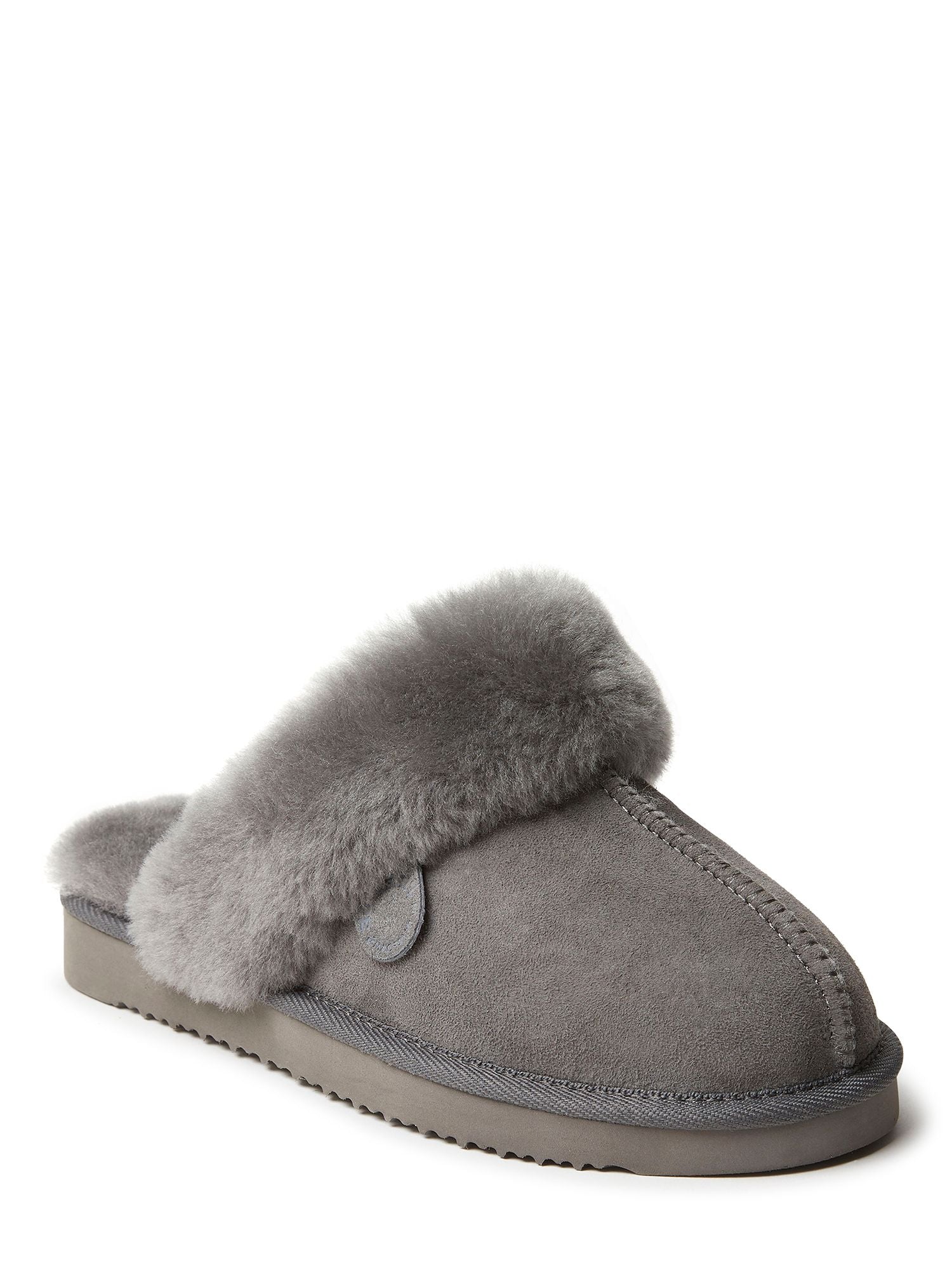  Dearfoams Fireside by Women's Sydney Shearling Fur Indoor/Outdoor Scuff Slipper - Black - Bonton