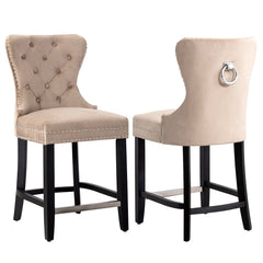 24" Tufted Velvet Counter Stool, Set of 2