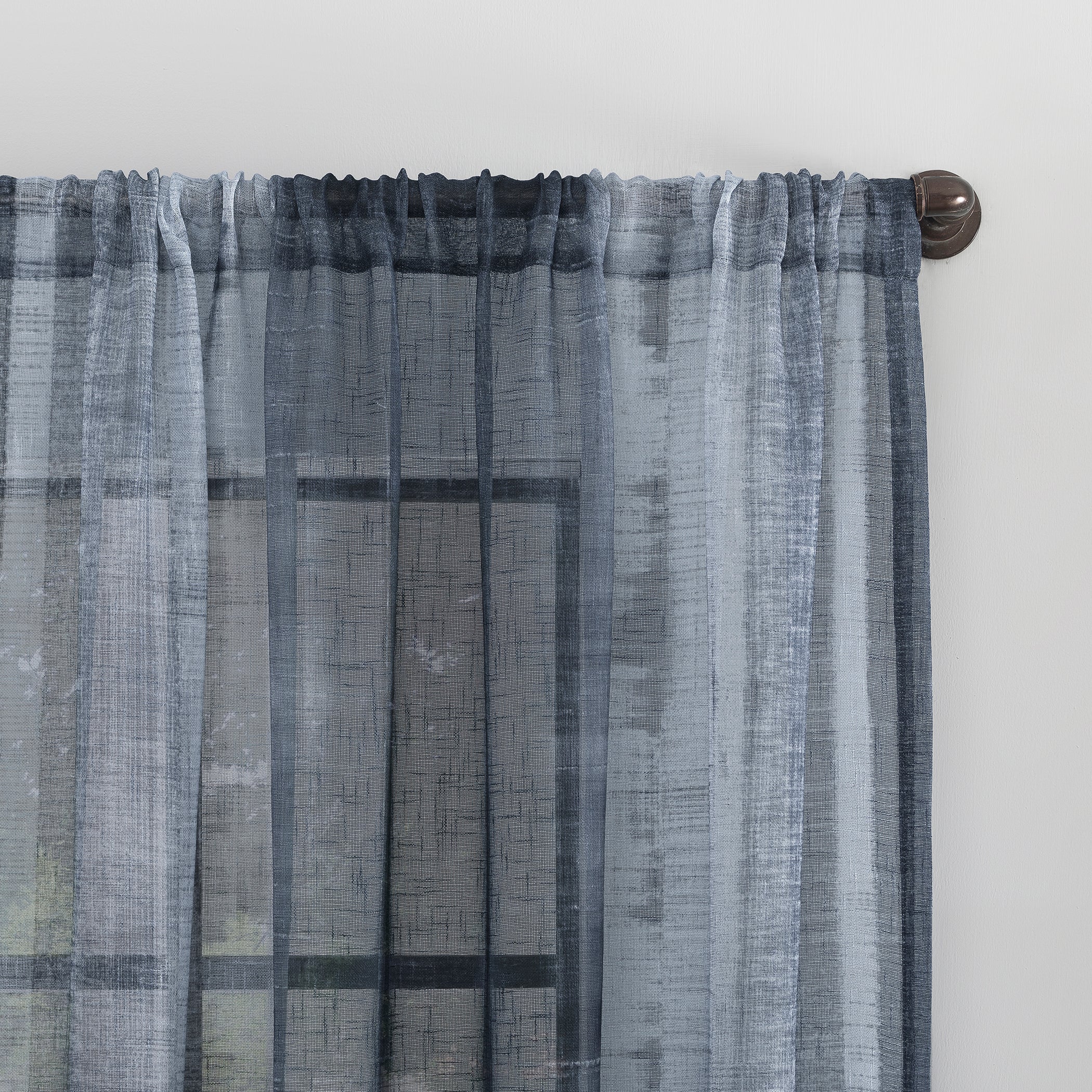  Shibori Stripe Linen Blend Curtain - Gray - Bonton