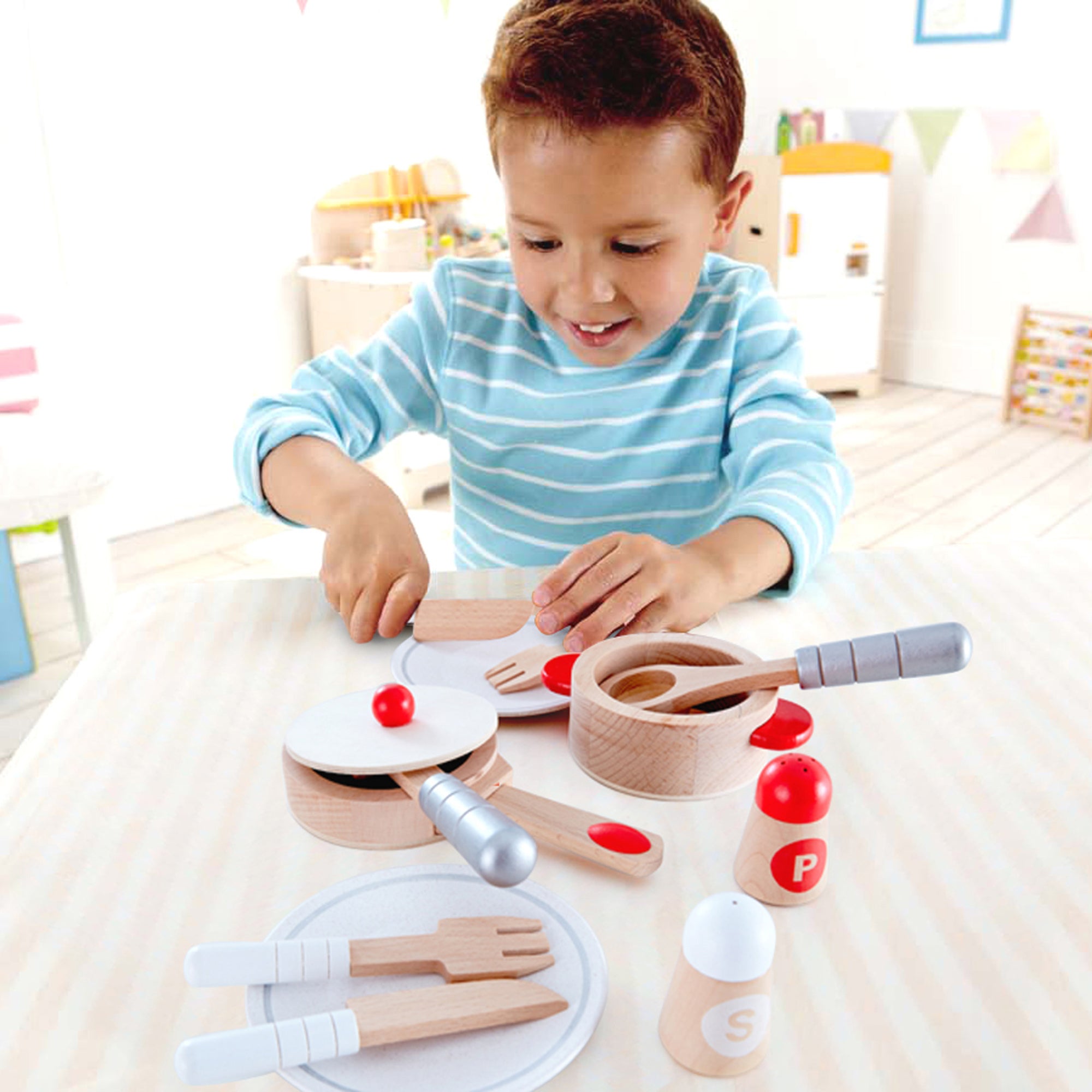  Hape Hape Cook & Serve Wooden Kitchen Accessory Playset - Multi - Bonton