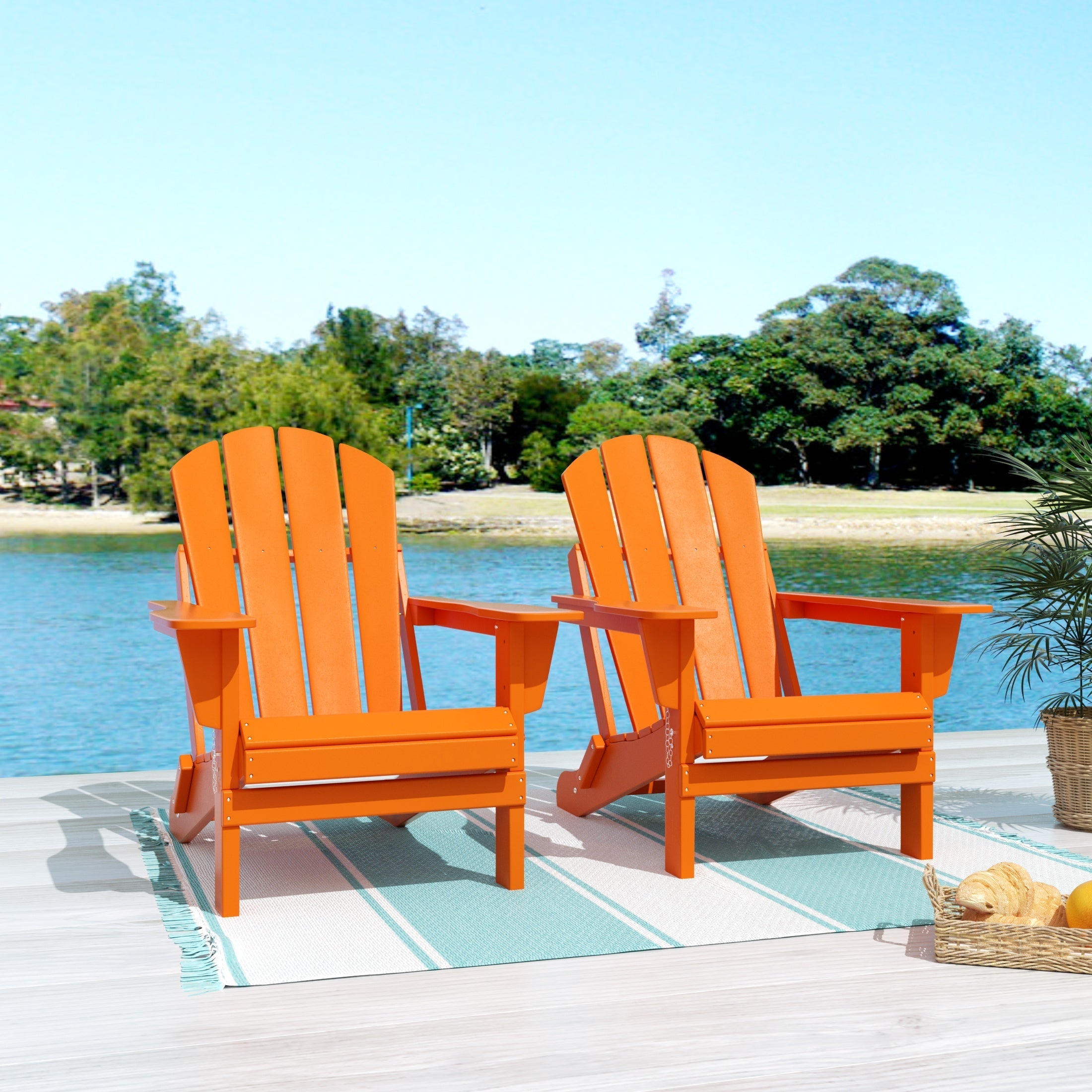  Westin Furniture Outdoor Folding Adirondack Chair, Set of 2 - Black - Bonton