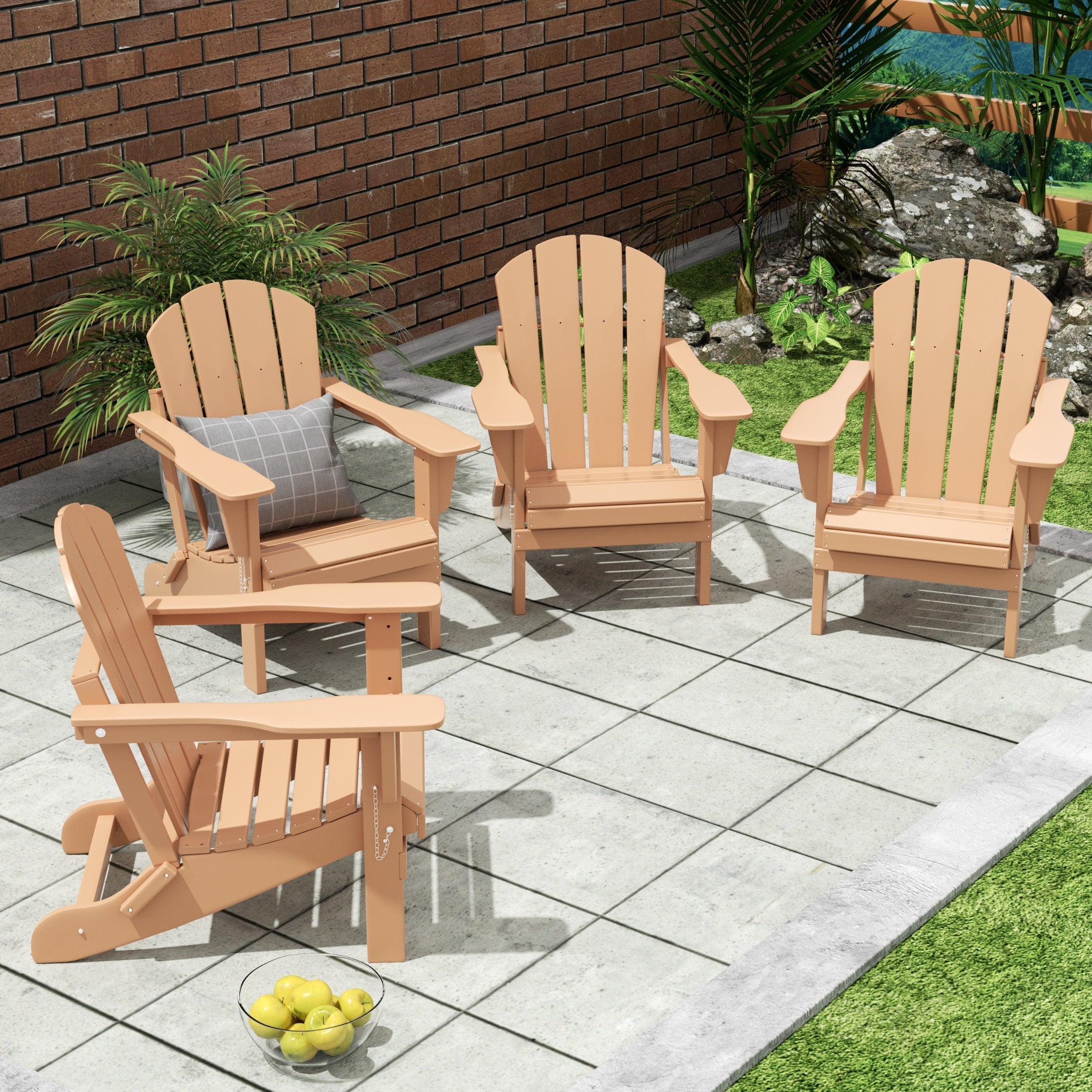  Westin Furniture Outdoor Patio Folding Adirondack Chair, Set of 4 - Dark Brown - Bonton