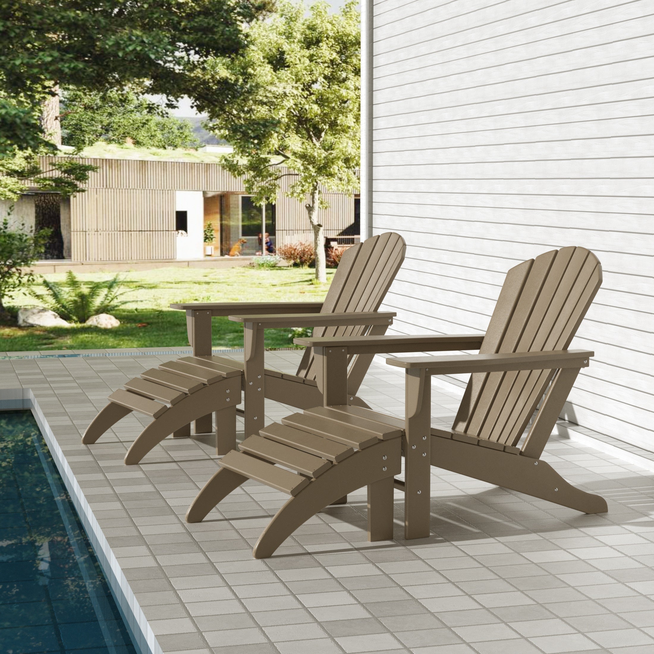  Westin Furniture Altura Outdoor Adirondack Chair With Ottoman 4-Piece Set - Weathered Wood - Bonton