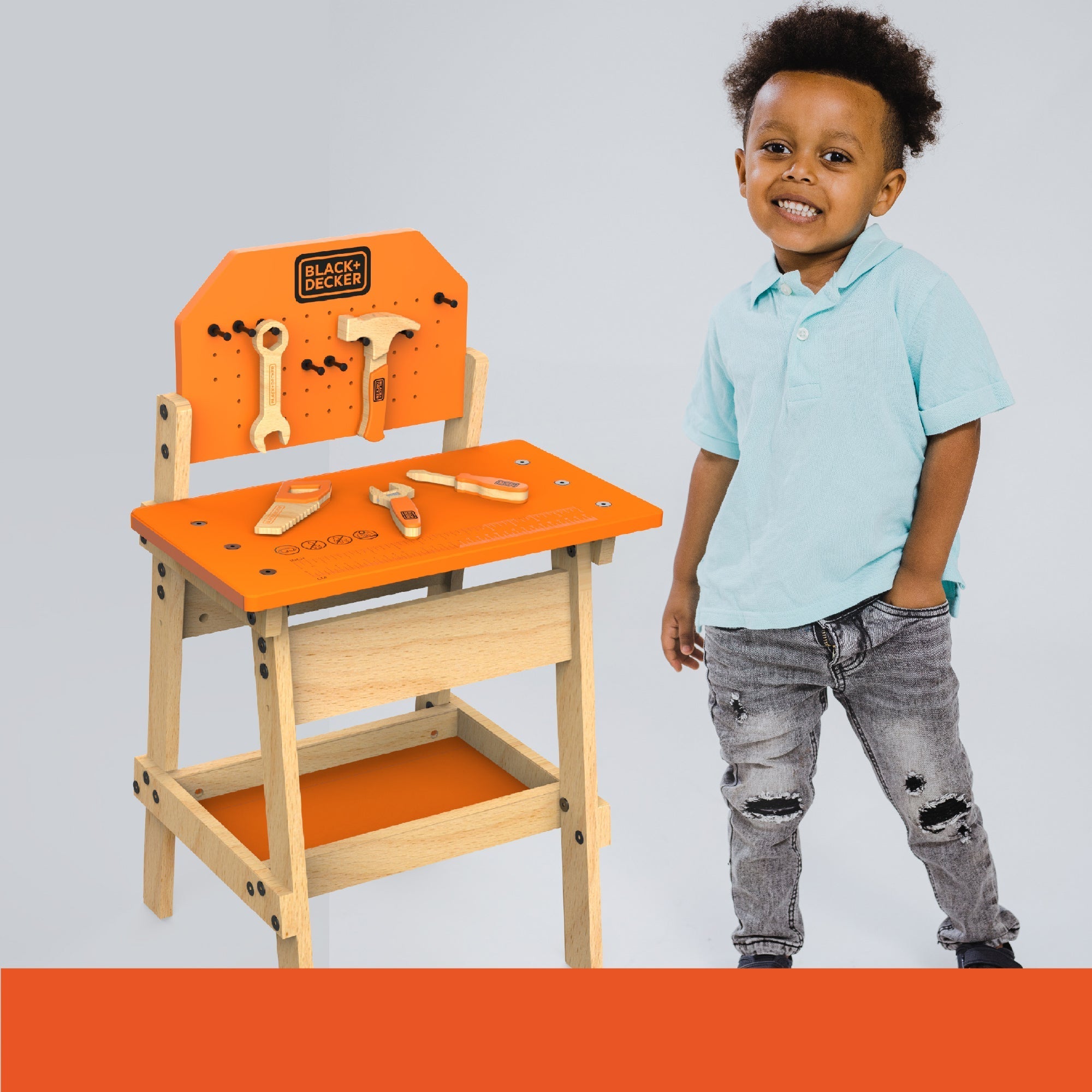  Black & Decker Black and Decker Kids Workbench & Wooden Tool Set for Kids - Multi - Bonton