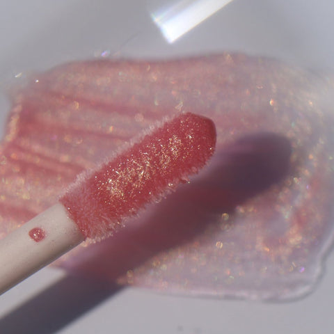 Pink lip gloss wand with gold reflects - Instant Crush - Rich Rich - Half Caked