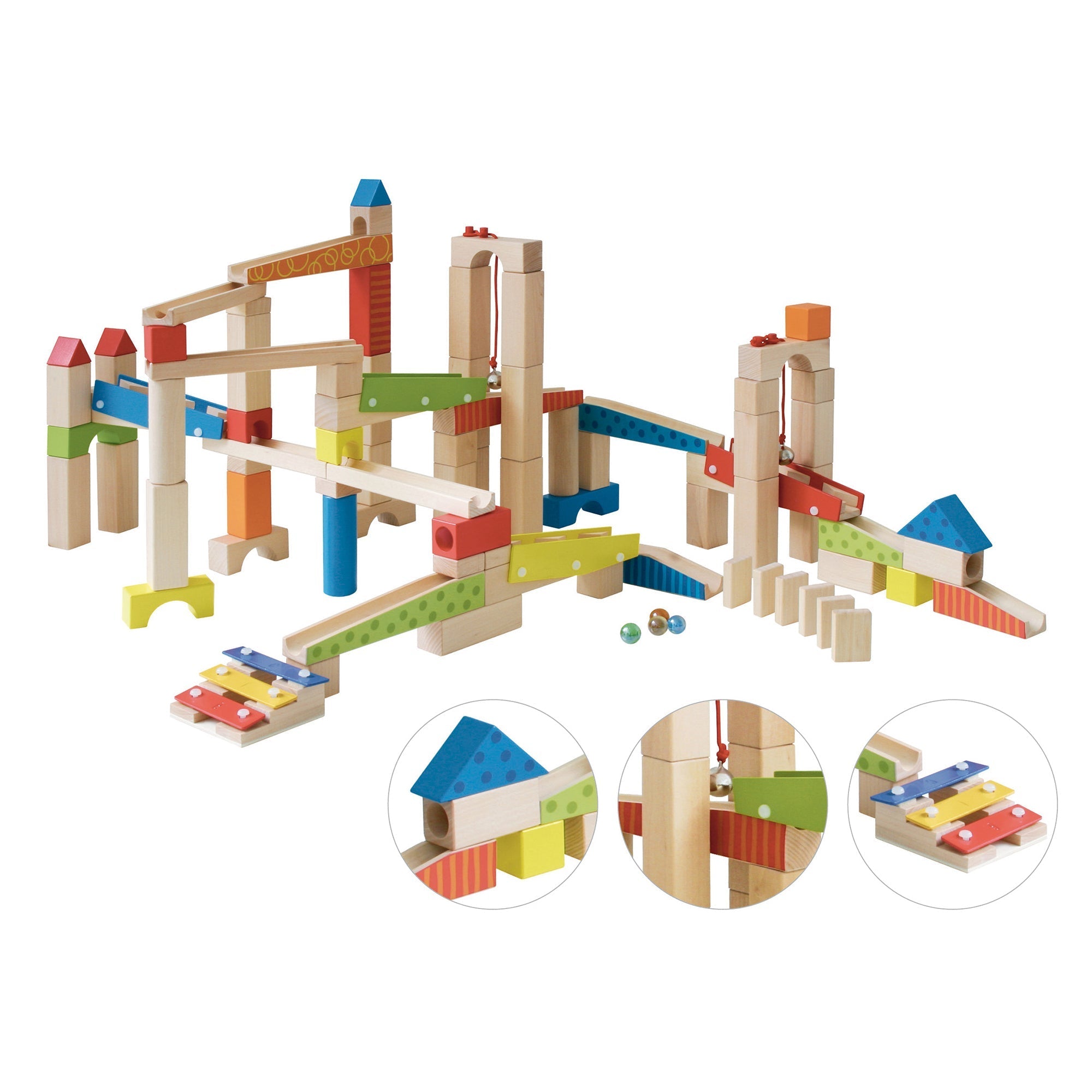  Roba-Kids Roba Wooden Marble Run Set,100 pieces - Multi - Bonton