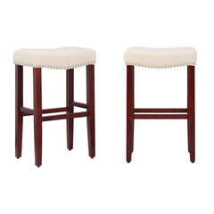 29" Upholstered Saddle Seat Bar Stool, Set of 2