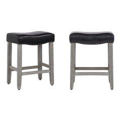 24" Upholstered Saddle Seat Set of 2 Counter Stool